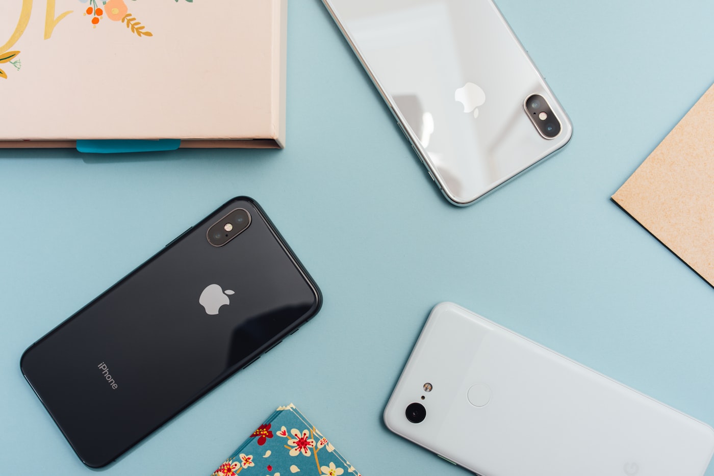Smartphones laid out for wholesale inspection